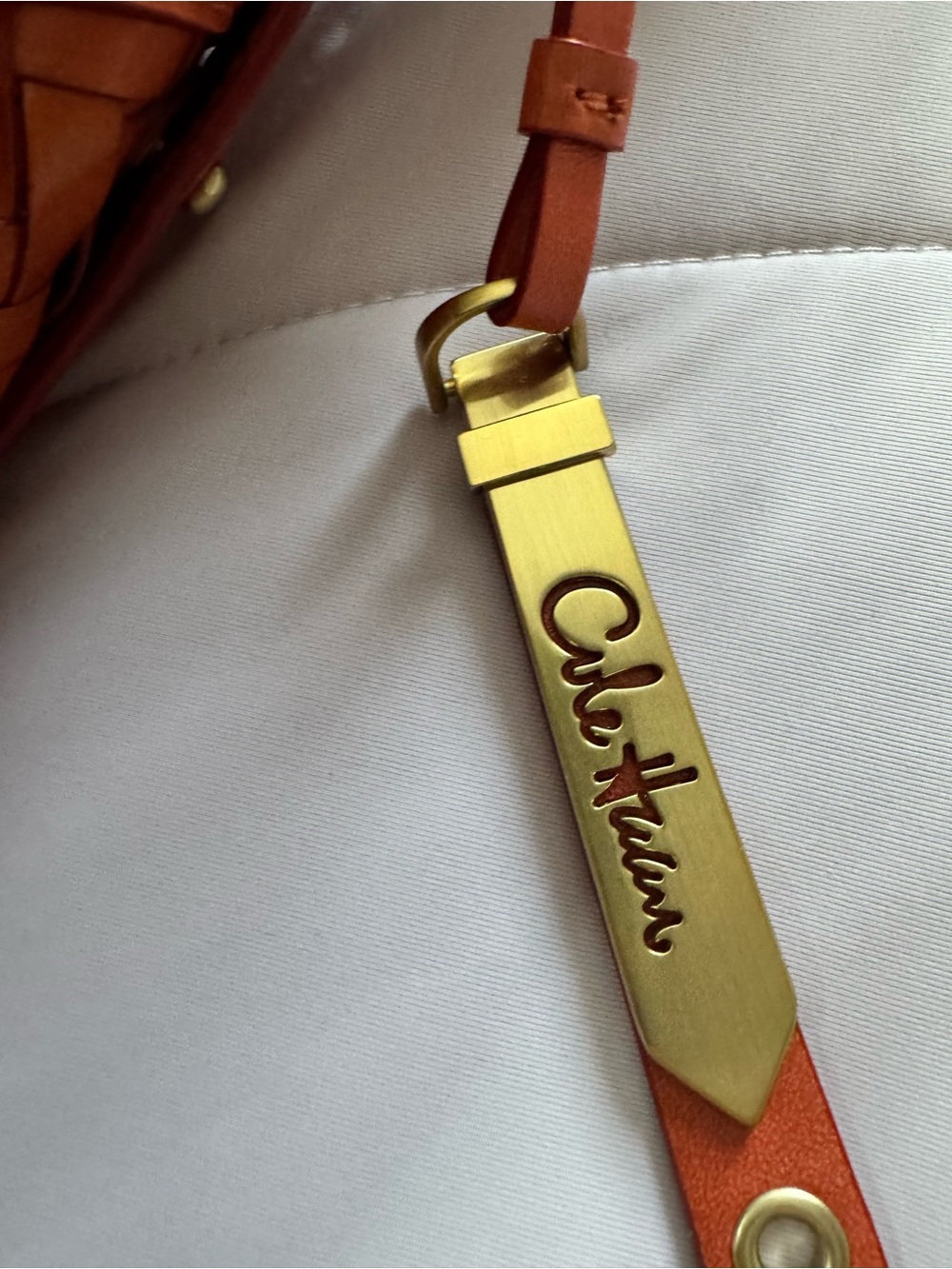 Cole Haan Genevieve Woven Leather rare burnt orange bag - Picture 6 of 12